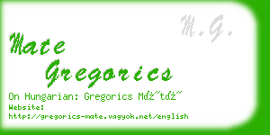 mate gregorics business card